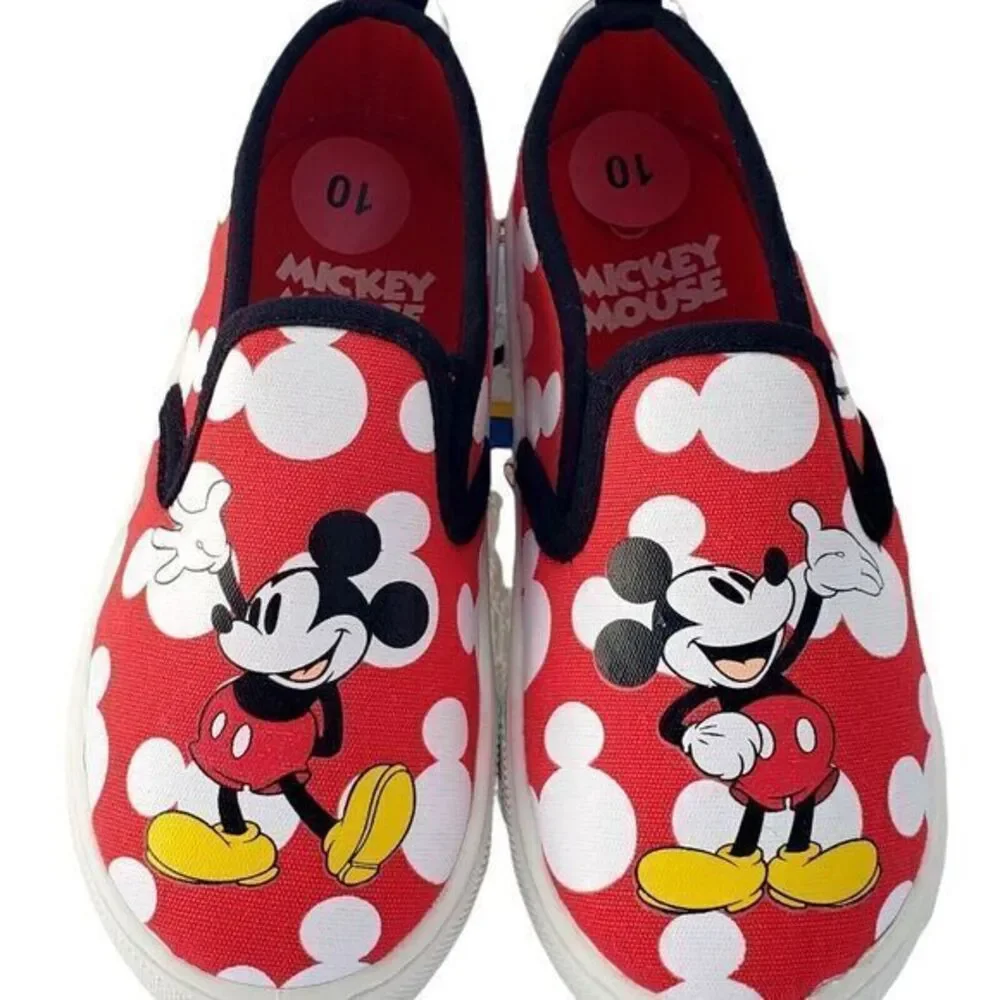 Disney Shoes For Girls Without‎ Laces Mickey Mouse Size 10 Red New